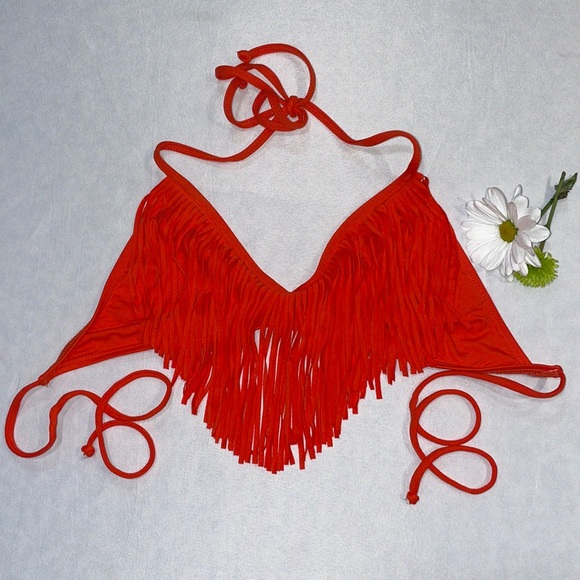 L⭐️SPACE Sensual Solids Audrey Straight Fringe Bikini Top Paprika - Picture 6 of 10